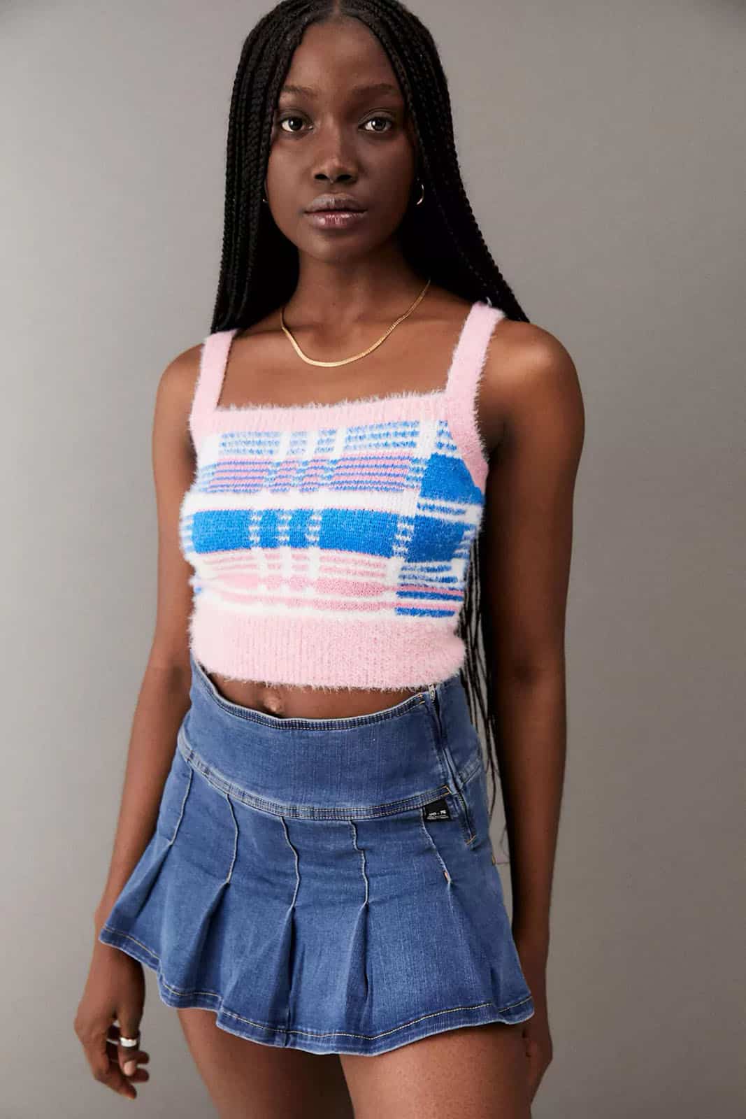 Urban Outfitters - UO Baby Pink & Blue Plaid Cami Top